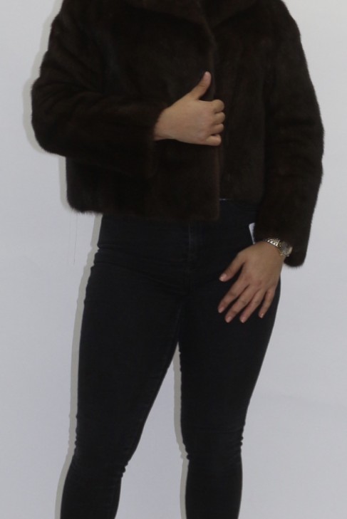 Fur jacket mink short brown