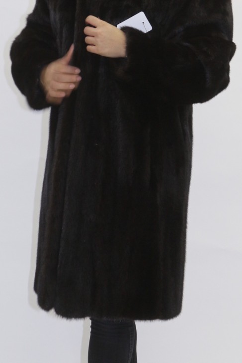 Fur jacket mink dark brown