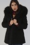 Fur jacket Persian black hood with blue fox