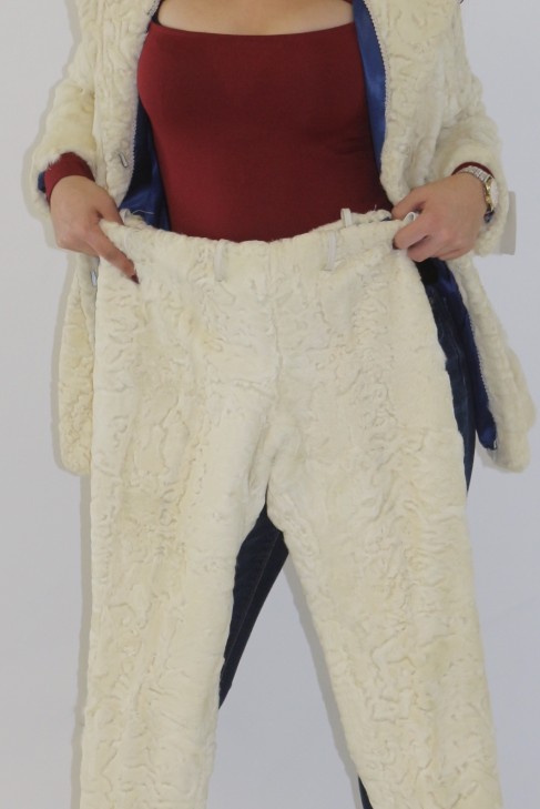 Pelz   Fell  kostüm Jacke und Hose aus Persianer Pearl 