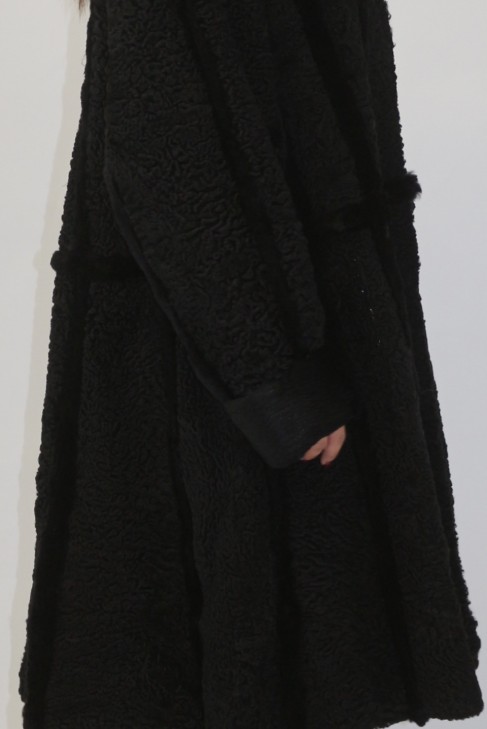 Fur coat Persian black with rabbit fur black