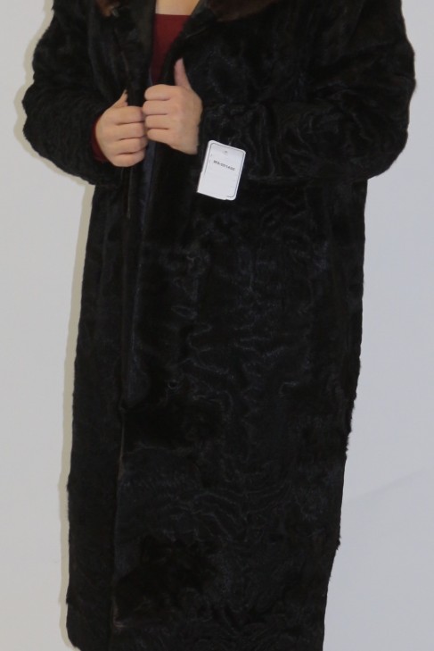 Fur coat goat black with mink for handicrafts