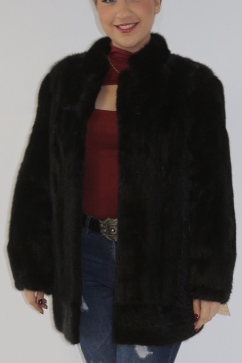 Fur jacket mink black pieces