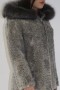 Pelz-  Fell Jacke Persianer grau mit Kapuzenrand Silberfuchs