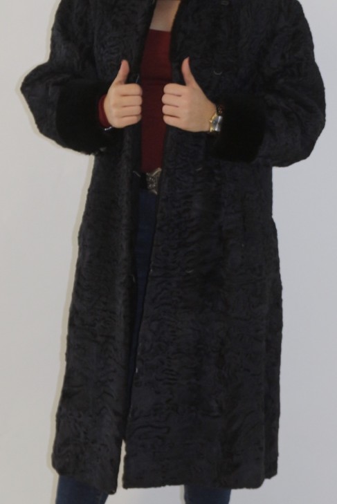Fur coat Persian anthracite with nutria