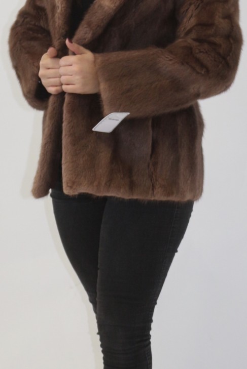 Fur jacket muskrat brown