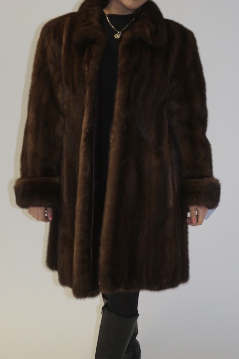 Fur jacket mink brown omitted