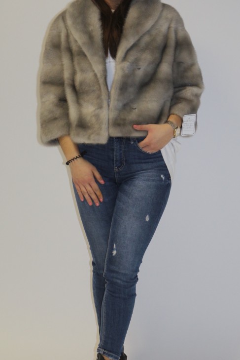 Fur fur mink jacket sapphire gray