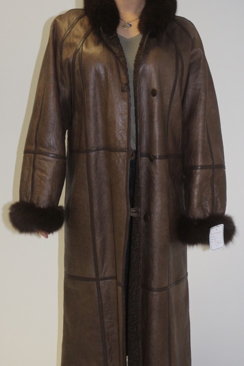 Fur fur reversible coat Persian brown with blue fox