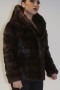 Fur jacket mink brown cross with hood