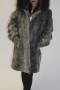 Fur jacket Persian gray with hood with blue fox