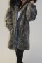 Fur jacket Persian gray with hood with blue fox