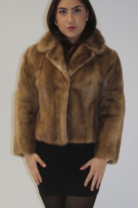 Fur jacket pastel mink short