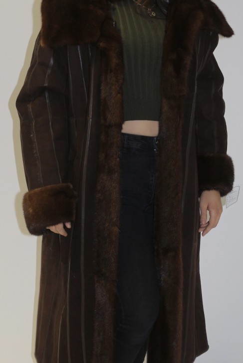 Fur fur reversible coat mink brown
