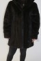Fur jacket mink black with hood