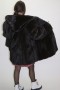 Fur jacket mink with hood dark brown