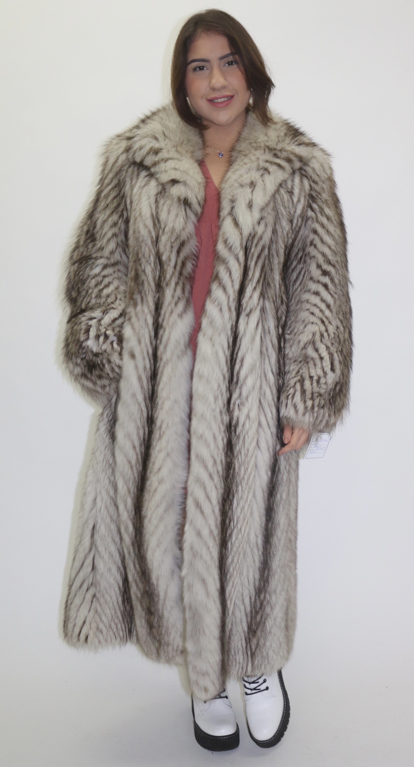 Buy Fur coat blue fox combined with polecat online at Your Furs Online Shop