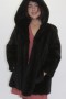 Fur jacket mink black with hood