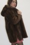Fur jacket mink brown with hood