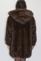 Fur jacket mink brown with hood
