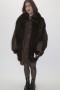 Fur jacket mink with leather bat neck