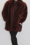 Fur jacket raccoon wine red with leather