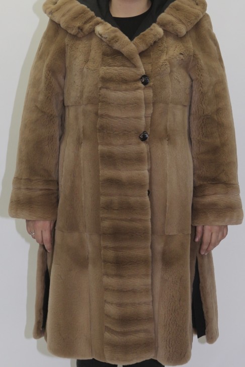 Fur fur reversible coat plucked mink beige